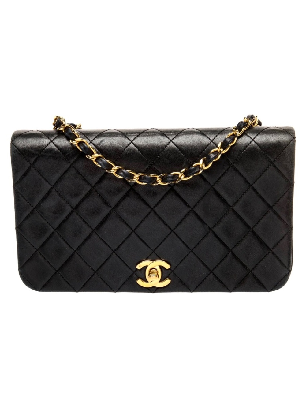 Chanel Quilted  LambSkin CC Logo Turnlock Single Flap Noir Crossbody